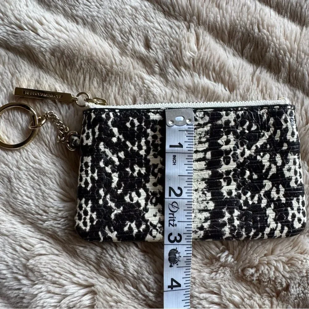 NEW Rebecca Minkoff Black White Snakeskin Zip Top Key Ring Coin Purse